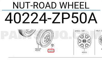 Nissan 40224ZP50A NUT-ROAD WHEEL