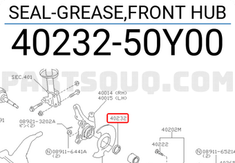 Nissan 4023250Y00 SEAL-GREASE,FRONT HUB