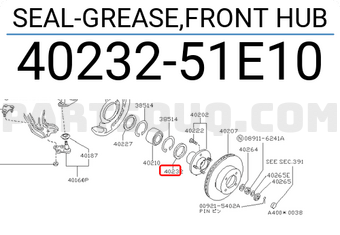 Nissan 4023251E10 SEAL-GREASE,FRONT HUB