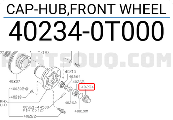 Nissan 402340T000 CAP-HUB,FRONT WHEEL