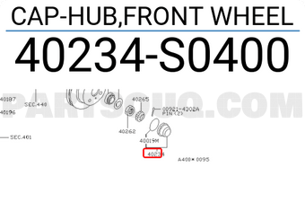 Nissan 40234S0400 CAP-HUB,FRONT WHEEL