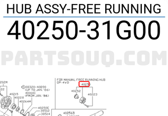 Nissan 4025031G00 HUB ASSY-FREE RUNNING