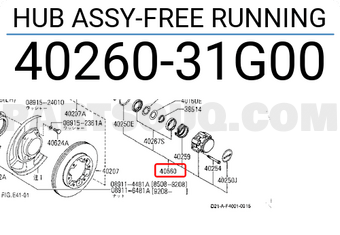 Nissan 4026031G00 HUB ASSY-FREE RUNNING