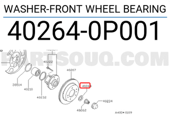 Nissan 402640P001 WASHER-FRONT WHEEL BEARING
