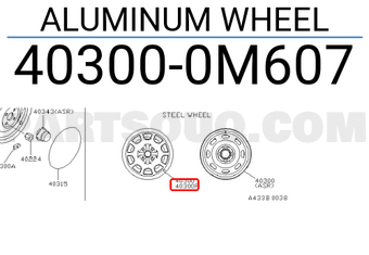 Nissan 403000M607 ALUMINUM WHEEL
