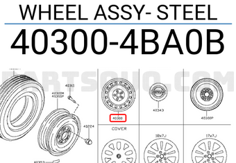 Nissan 403004BA0B WHEEL ASSY- STEEL