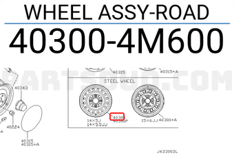 Nissan 403004M600 WHEEL ASSY-ROAD