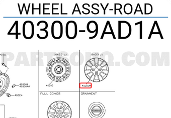 Nissan 403009AD1A WHEEL ASSY-ROAD
