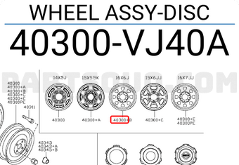 Nissan 40300VJ40A WHEEL ASSY-DISC