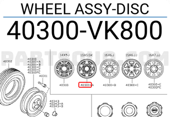 Nissan 40300VK800 WHEEL ASSY-DISC