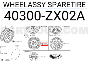 Nissan 40300ZX02A WHEELASSY SPARETIRE