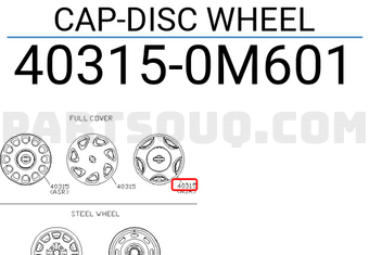 Nissan 403150M601 CAP-DISC WHEEL