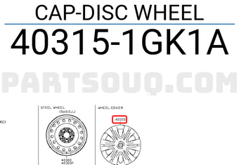 Nissan 403151GK1A CAP-DISC WHEEL