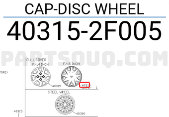 Nissan 403152F005 CAP-DISC WHEEL