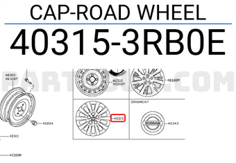 Nissan 403153RB0E CAP-ROAD WHEEL