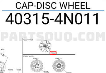 Nissan 403154N011 CAP-DISC WHEEL