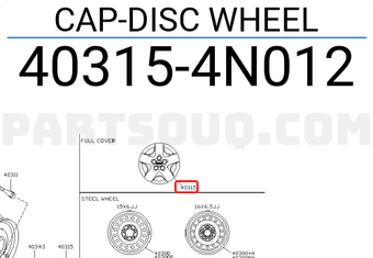 Nissan 403154N012 CAP-DISC WHEEL