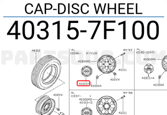 Nissan 403157F100 CAP-DISC WHEEL