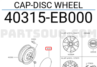 Nissan 40315EB000 CAP-DISC WHEEL