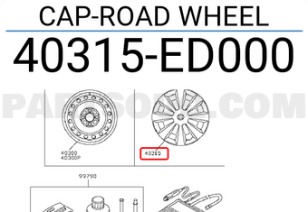 Nissan 40315ED000 CAP-ROAD WHEEL