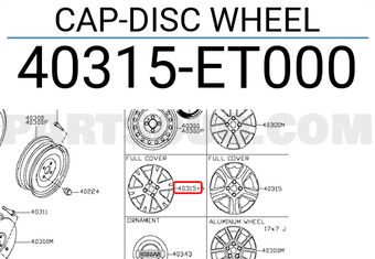 Nissan 40315ET000 CAP-DISC WHEEL