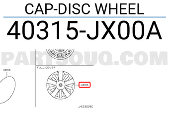 Nissan 40315JX00A CAP-DISC WHEEL