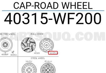 Nissan 40315WF200 CAP-ROAD WHEEL