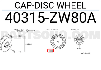Nissan 40315ZW80A CAP-DISC WHEEL