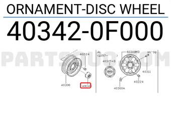 Nissan 403420F000 ORNAMENT-DISC WHEEL
