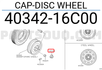 Nissan 4034216C00 CAP-DISC WHEEL