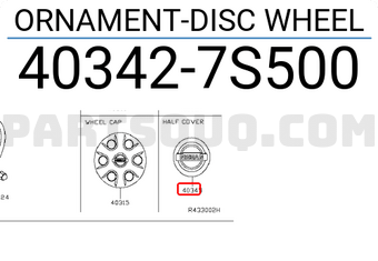 Nissan 403427S500 ORNAMENT-DISC WHEEL