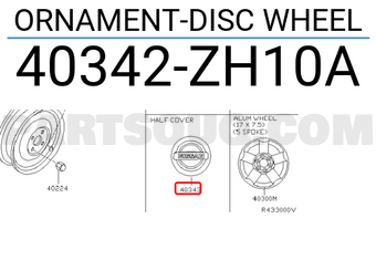 Nissan 40342ZH10A ORNAMENT-DISC WHEEL