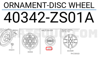 Nissan 40342ZS01A ORNAMENT-DISC WHEEL