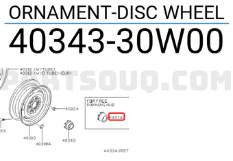 Nissan 4034330W00 ORNAMENT-DISC WHEEL