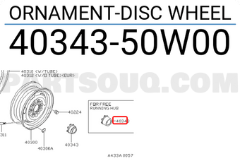 Nissan 4034350W00 ORNAMENT-DISC WHEEL