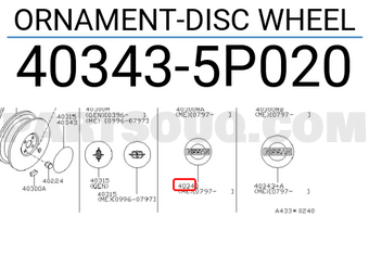 Nissan 403435P020 ORNAMENT-DISC WHEEL