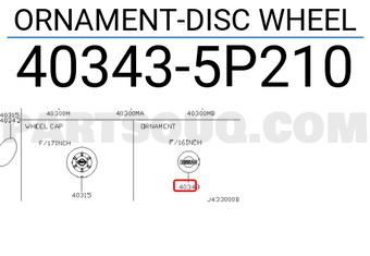 Nissan 403435P210 ORNAMENT-DISC WHEEL