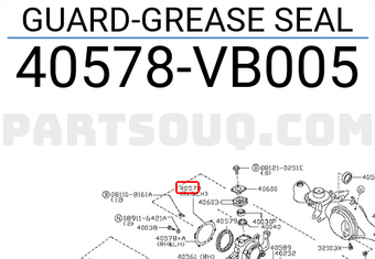 Nissan 40578VB005 GUARD-GREASE SEAL