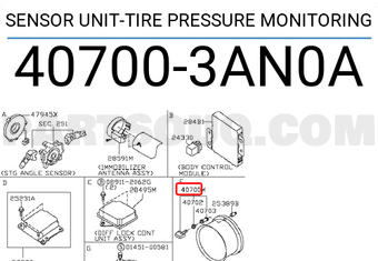 Nissan 407003AN0A SENSOR UNIT-TIRE PRESSURE MONITORING