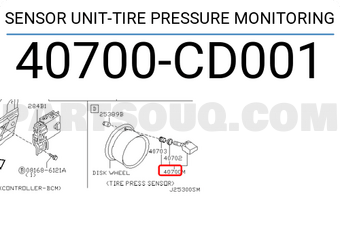 Nissan 40700CD001 SENSOR UNIT-TIRE PRESSURE MONITORING
