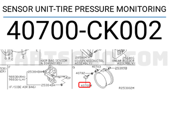 Nissan 40700CK002 SENSOR UNIT-TIRE PRESSURE MONITORING