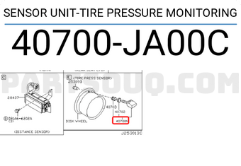 Nissan 40700JA00C SENSOR UNIT-TIRE PRESSURE MONITORING