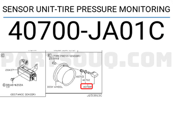 Nissan 40700JA01C SENSOR UNIT-TIRE PRESSURE MONITORING