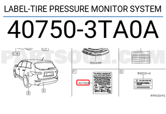 Nissan 407503TA0A LABEL-TIRE PRESSURE MONITOR SYSTEM
