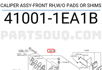 Nissan 410011EA1B CALIPER ASSY-FRONT RH,W/O PADS OR SHIMS