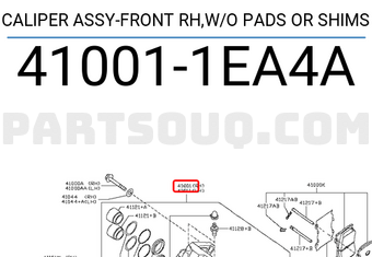 Nissan 410011EA4A CALIPER ASSY-FRONT RH,W/O PADS OR SHIMS