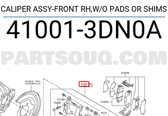Nissan 410013DN0A CALIPER ASSY-FRONT RH,W/O PADS OR SHIMS