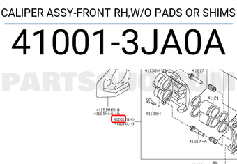 Nissan 410013JA0A CALIPER ASSY-FRONT RH,W/O PADS OR SHIMS