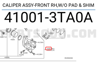 Nissan 410013TA0A CALIPER ASSY-FRONT RH,W/O PAD & SHIM
