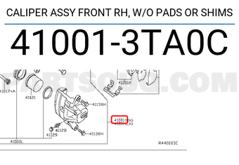 Nissan 410013TA0C CALIPER ASSY FRONT RH, W/O PADS OR SHIMS